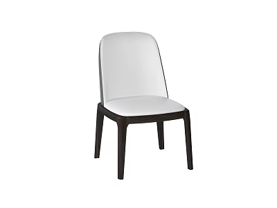 Modern White Upholstered Dining Chair with Sleek Design and Wooden Legs for Contemporary Home 3d model