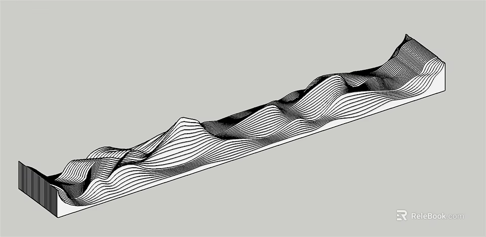 Modern Display Shelf Featuring Abstract Black And White Wave Line Design Structure 3d model 