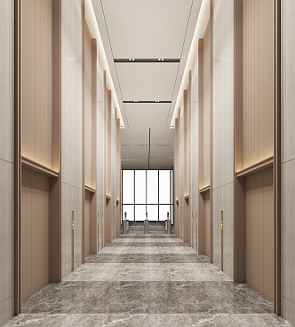 modern elevator hall office elevator hall 3d model