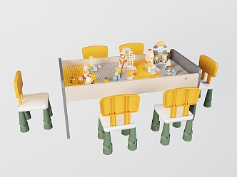 Children's Toys Building Blocks Table Children's Tables and Chairs 3d model