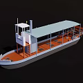 White Paddle Wheel Steamship With Open Upper Deck And Orange Wheels