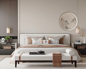 New Chinese Double Bed 3d model