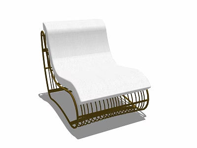 Elegant Single Sofa With White Fabric Upholstery And Curved Metal Frame Design 3d model