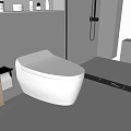 Modern Smart Toilet in Bathroom with Wooden Vanity and Glass Shower Enclosure
