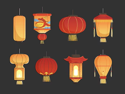Chinese Lantern Red Lantern Festival Lantern Traditional Elements Lamps Chinese Style Decoration 3d model