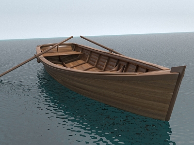 Style Wooden Boat 3d model