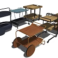 Versatile Wooden And Metal Trolley Designs With Multi Tiered Shelves And Wheels