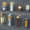Various Outdoor Lights With Intricate Patterns Different Base Materials And Shapes 3d model
