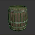 Vintage Wooden Barrel With Metal Hoops And Natural Wood Grain