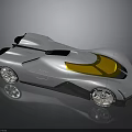 Sleek Silver Futuristic Sports Car With Yellow Windshield And Modern Wheels