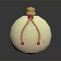 White Moon Shaped Decorative Storage Bottle With Cork Stopper Orange Red Rope And Red Beads