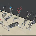 Various Indoor Fitness Equipment Showcased With Elliptical Machines Exercise Bikes And Rowers