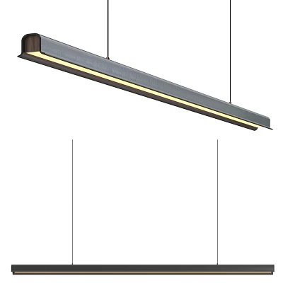 Modern Linear Pendant Light with Sleek Metal Design and Hanging Installation 3d model
