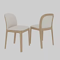 Light Colored Dining Chairs With Wooden Frame And Upholstered Seat Backrest