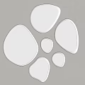 Irregular Shaped Mirrors with Silver Frames Mounted on Light Colored Wall as Modern Decor 3d model