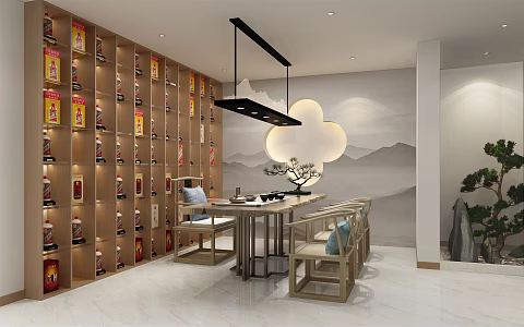New Chinese Wine Cellar Wine Cellar Exhibition Hall 3d model