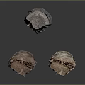 Three Natural Wooden Stone Tree Stump Stools With Textured Surfaces And Knots