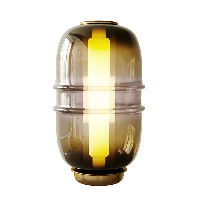 Modern Glass Table Lamp With Yellow Light And Layered Ring Design 3d model