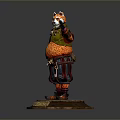 Red Panda Figurine In Decorative Outfit With Armor On Base Nameplate Poobah