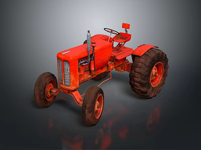 Vintage Red Tractor Classic Farm Equipment With Large Wheels And Retro Design 3d model