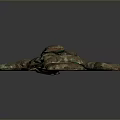 Multiple Camouflage Weapon Storage Bags Folded And Scattered On Gray Surface