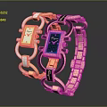 Elegant Womens Bracelet Watches With Metal Chain Straps Square Dials And Gemstone Accents