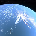 Solar System Model Showing Sun and Planets in Circular Orbits with Dark Space Background