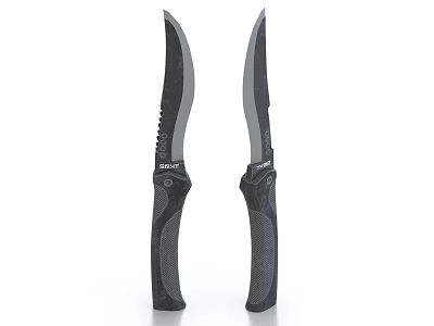 Two Tactical Folding Knives With Black Handle And Sharp Stainless Steel Blade 3d model