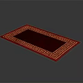 Red Square Area Carpet With Classic Geometric Border Design For Home Decor
