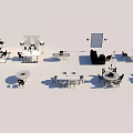 Various Modern Table and Chair Sets for Home Dining and Office Use 3d model