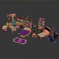Colorful Cartoon Style Furniture Set With Bed Cabinet Table Chair And Rug