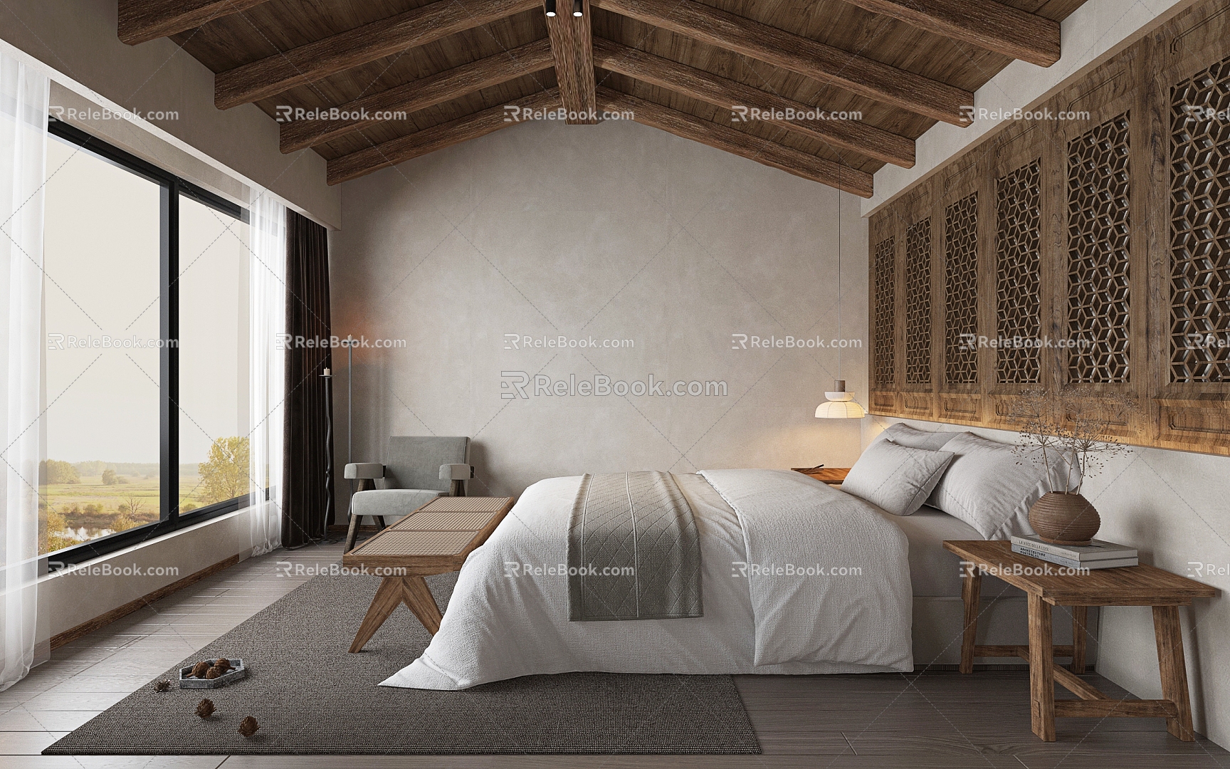 New Chinese Homestay Guest Room 3d model