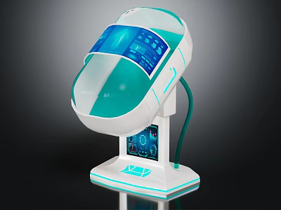 White Teal Medical Equipment With Transparent Cover Digital Screen And Control Panel 3d model