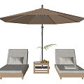 Modern Recliner Outdoor Recliner Beach Recliner Folding Chair Parasol 3d model