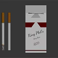 King Piki's Red Cigarette Box With Two Filter Cigarettes And White Tips