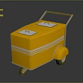 Yellow Mobile Food Cart With Two Square Compartments And Wheels 3d model