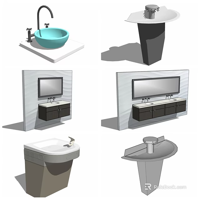 Stylish Modern Washbasin Design Ideas With Various Countertops Mirror And Cabinets 3d model 