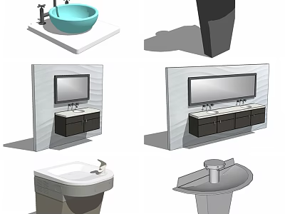 Stylish Modern Washbasin Design Ideas With Various Countertops Mirror And Cabinets 3d model