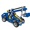 Electric Toy Building Blocks Construction Vehicle With Mechanical Arm Blue And Yellow Parts
