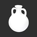 White Round Shaped Ceramic Vase With Two Handles For Home Decor