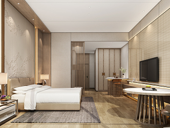 New Chinese Room Hotel Room 3d model