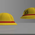 Yellow Safety Helmets With Red Straps 3D Rendered On Gray Background 3d model