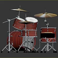 Professional Red Complete Drum Set With Multiple Drums Cymbals And Stainless Steel Hardware