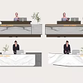 Modern Reception Desk Design With Marble Countertop Potted Plants And Your Logo