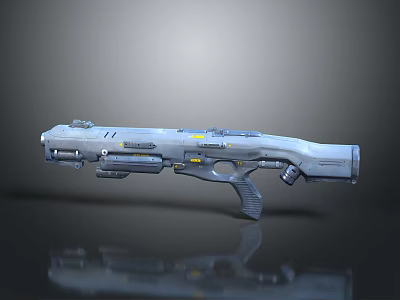 Futuristic Sci Fi Weapon With Gray Body Yellow Accents And Advanced Grip Design 3d model