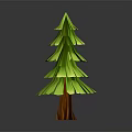 Green Origami Style Tree With Layered Leaves And Brown Trunk On Gray Background