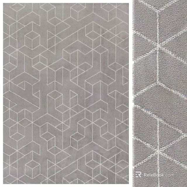 Square Area Rug With Geometric Lattice Pattern In Gray And White Design 3d model