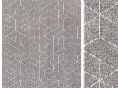 Square Area Rug With Geometric Lattice Pattern In Gray And White Design 3d model