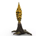 Cartoon Fantasy Plant With Tentacle Like Roots And Yellow Scaled Top Structure