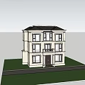 Detached Villa Exterior Design Classic Style Three Story Large Windows Front Porch Lush Greenery Surroundings